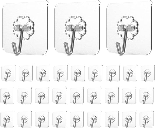 ComfortForU™ MaxHold Clear Adhesive Hooks – 10 Pcs 💪 10 kg Heavy-Duty 💧 No-Drill
